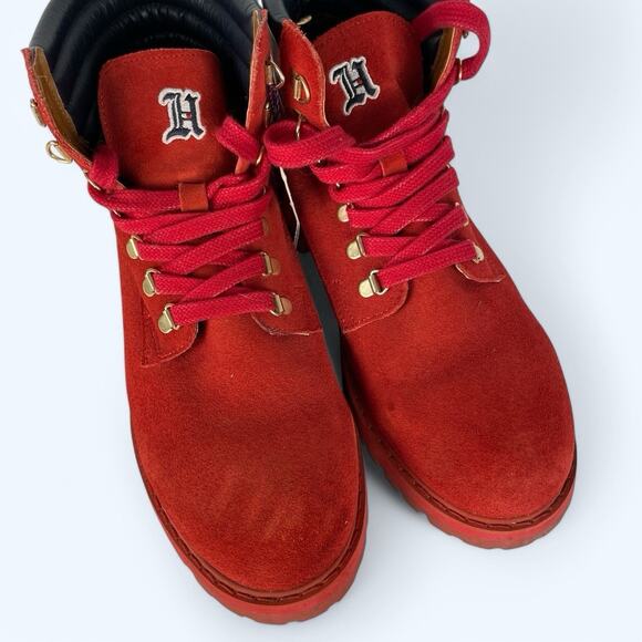 Tommy Hilfiger + Lewis Hamilton Red Suede Boots Men's Size 9 - Picture 2 of 8